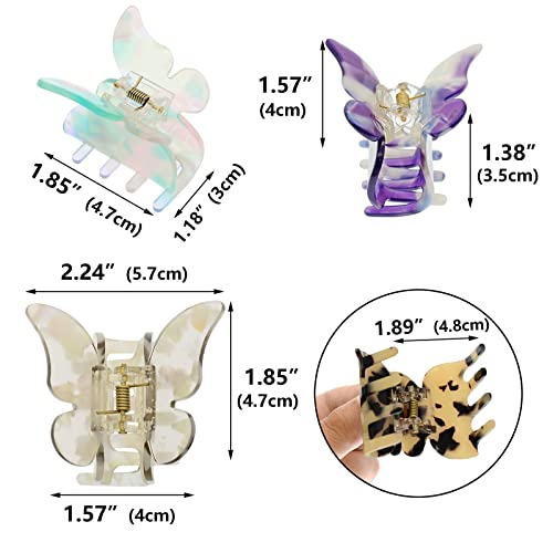 6 Pack-Acetát Pillangó Haj Karom Klipek 2.3 hüvelyk Állkapocs Klipek Lány Pillangó Haj Klipek Haj Kiegészítők