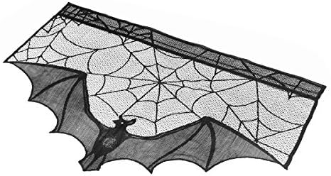 PRETYZOOM Fekete Dekoráció Halloween Kandalló Ruhával Dekoráció Bat Pókháló Csipke Tűzhely Ruhával a nappaliban