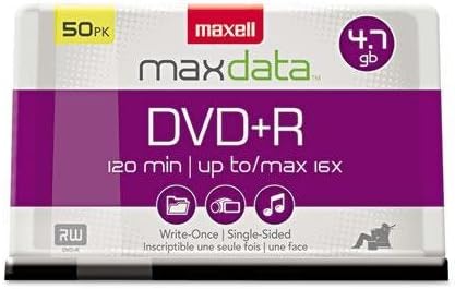 MAXELL 639013 DVD+R Lemez, 4,7 GB, 16x, Orsó, Ezüst, 50/Pack
